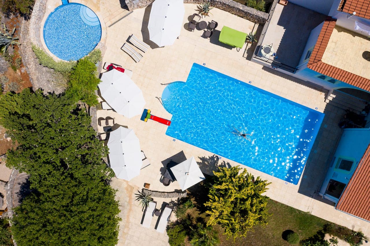 Lotus Resort shared pool and garden